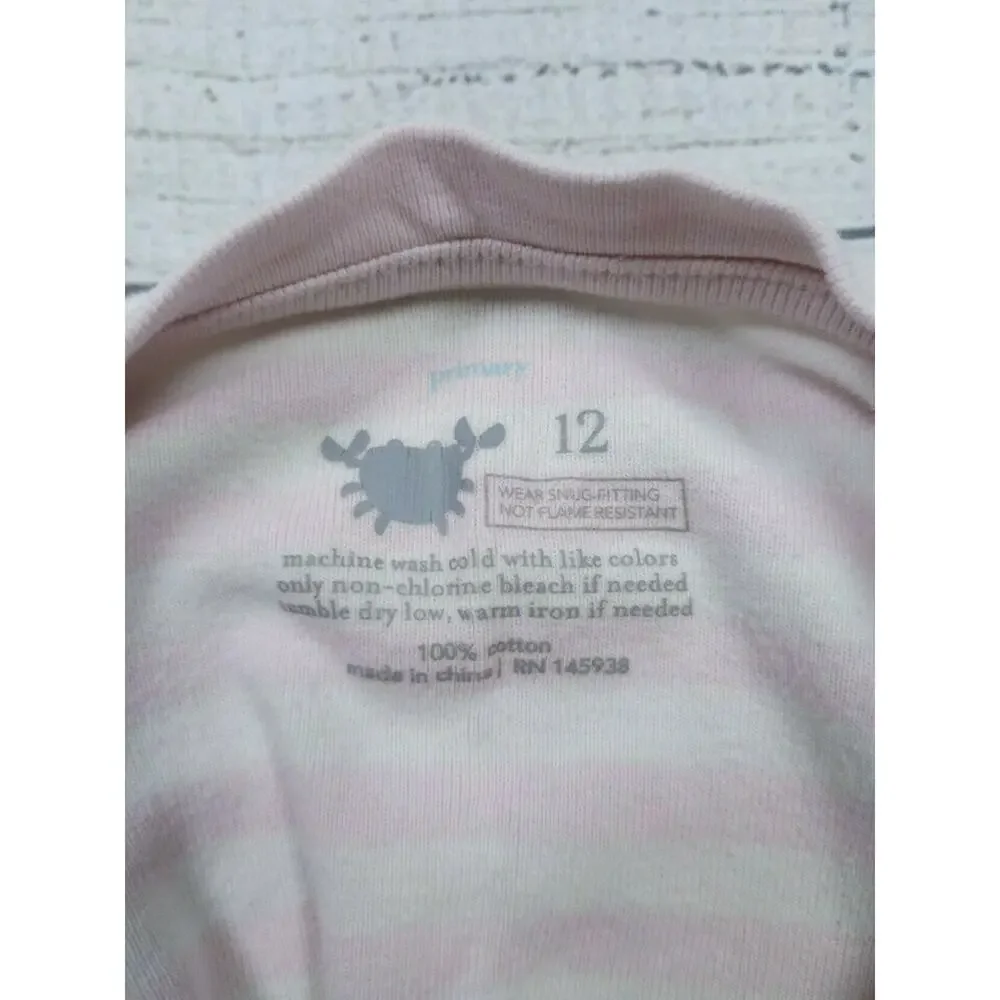 12 Primary Pink Stripe Pajamas